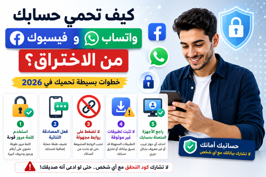 كيف تحمي حسابك على فيسبوك وواتساب من الاختراق؟ خطوات بسيطة مهمة جدًا في 2026