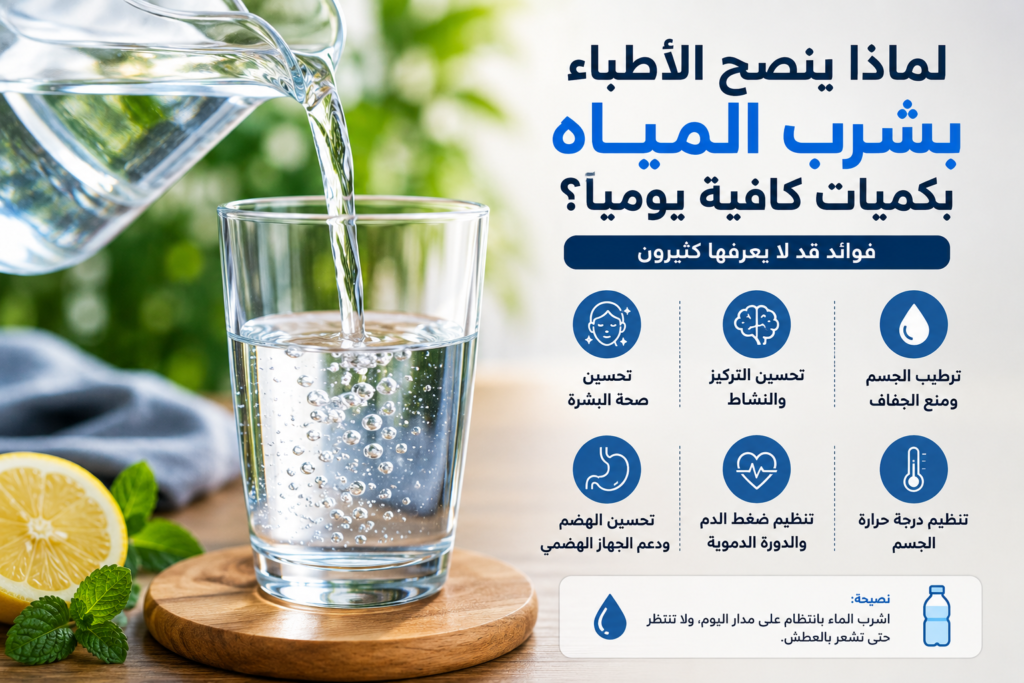 لماذا ينصح الأطباء بشرب المياه بكميات كافية يوميًا؟ فوائد قد لا يعرفها كثيرون