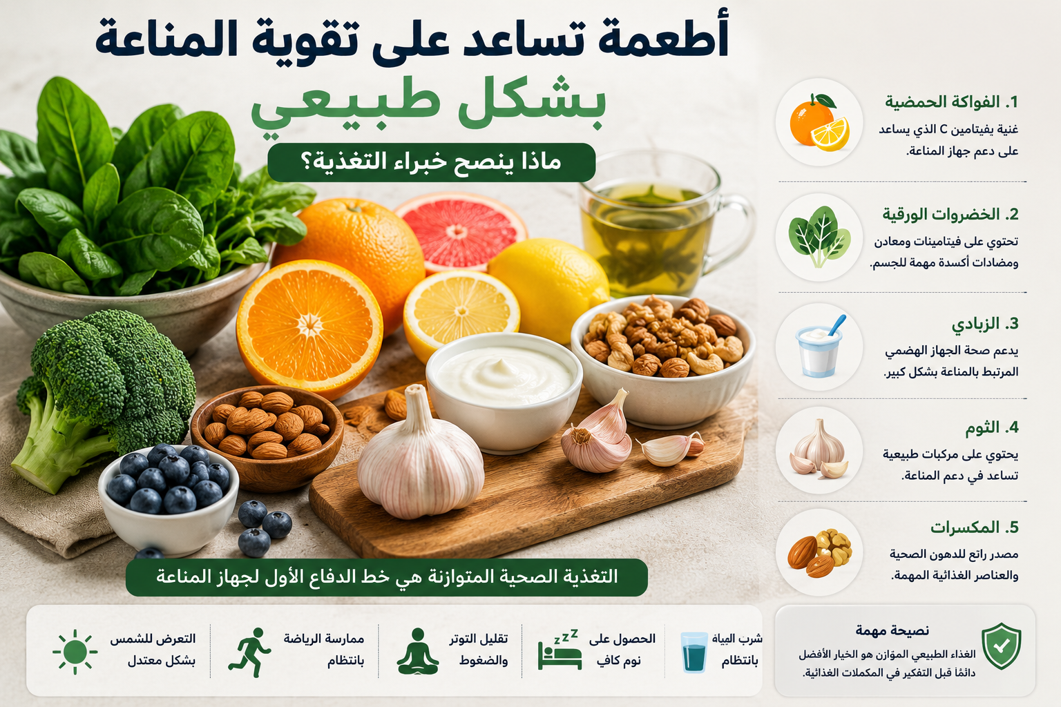 أطعمة تساعد على تقوية المناعة بشكل طبيعي.. ماذا ينصح خبراء التغذية؟